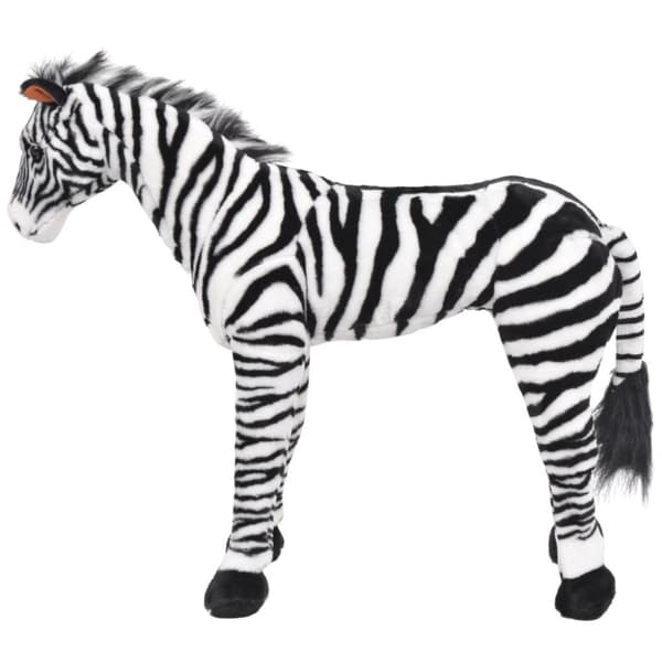 vidaXL Stående lekezebra plysj svart og hvit XXL
