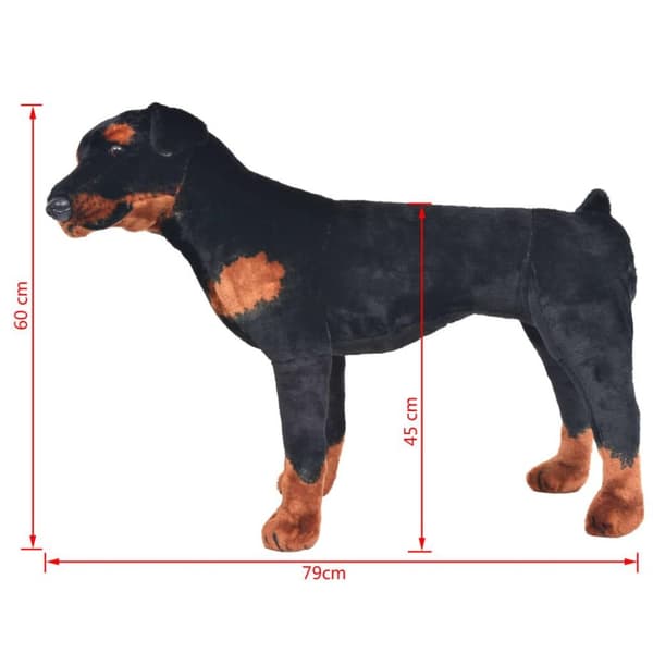 vidaXL Seisova pehmolelu rottweiler musta ja valkoinen XXL