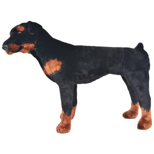 vidaXL Seisova pehmolelu rottweiler musta ja valkoinen XXL