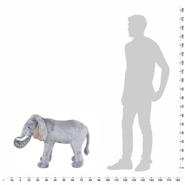 vidaXL stående tøjdyr elefant plysstof XXL grå
