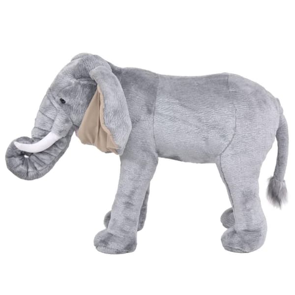 vidaXL stående tøjdyr elefant plysstof XXL grå