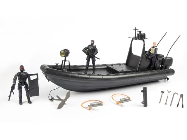 S.W.A.T. Patruljebåd inkl. tilbehør og 3 actionfigurer 1:18