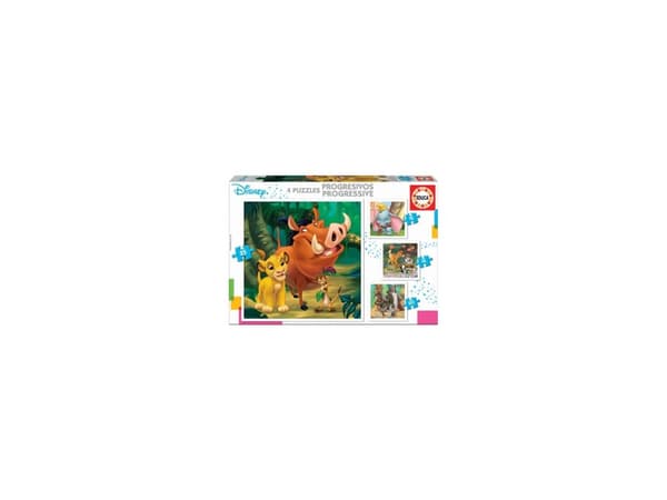 Educa Disney Animals Dumbo + Bambi + Leijonakuningas + Viidakkokirja Puzzle 12-16-20-25 kpl.