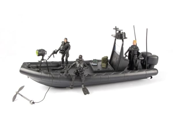 World Peacekeepers 1:18 Militær Navy Seal Båd inkl. 3 actionfigurer