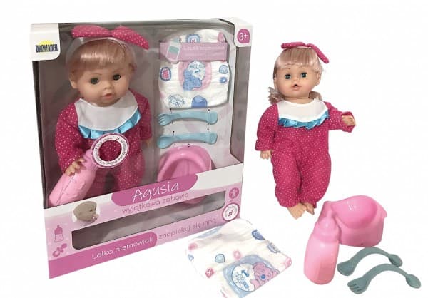 Dromedary Doll Agusia pink pajamas with polka dots