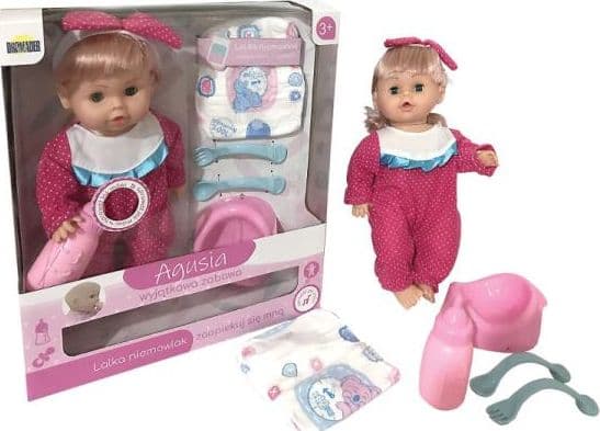 Dromedary Doll Agusia pink pajamas with polka dots