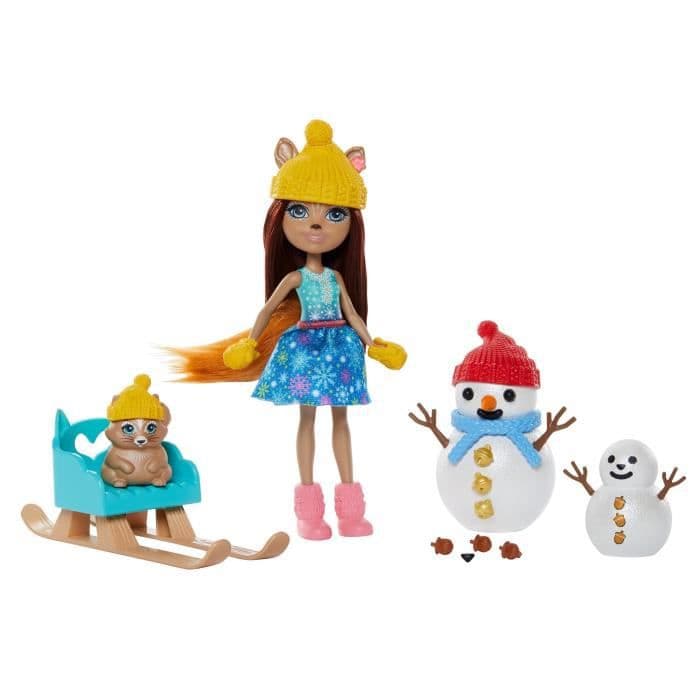 ENCHANTIMALS Snowy Valley Sharlotte egern 15 cm og Nutsy Doll