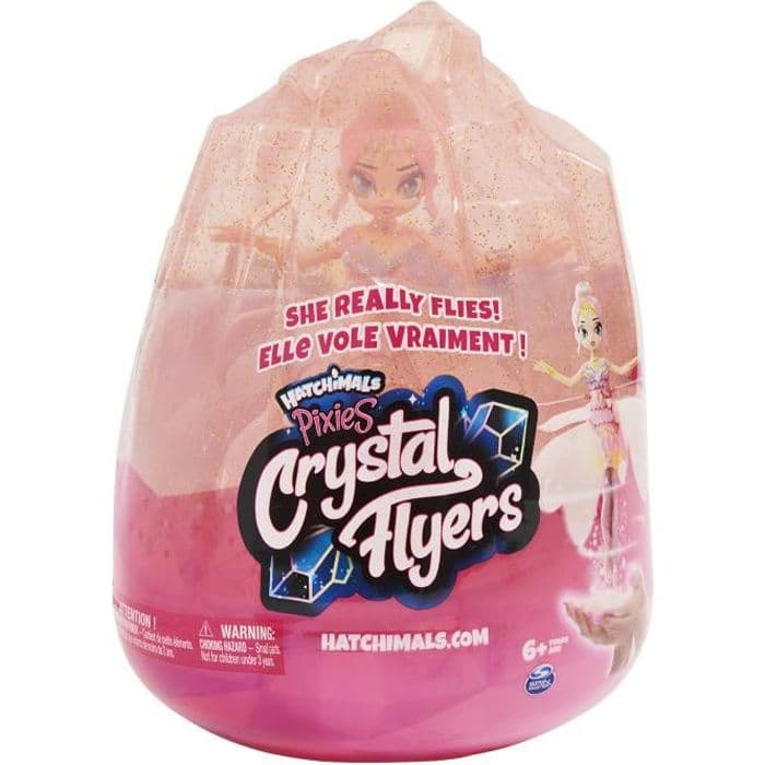 HATCHIMALS PIXIES CRYSTAL FLYERS - 6059523 - Magic Flying Fairy with Pink Base - Flying Doll Toy Child