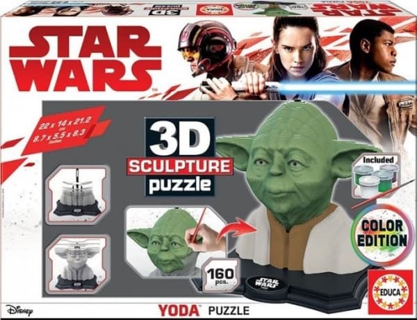 Educa Puzzle 3D Yoda sculpture, colorful