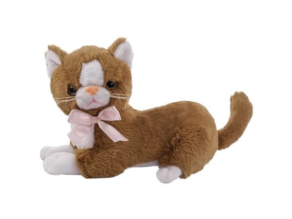 Maskotka Br¹zowy kot Flico z kokard¹ 34 cm