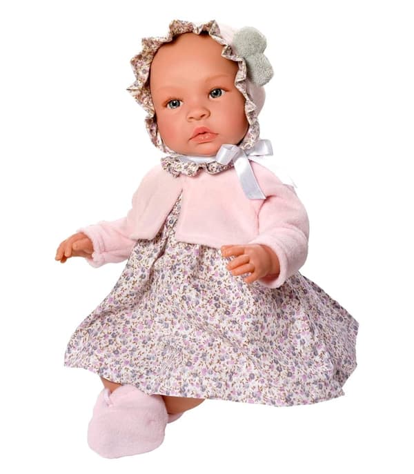Asi dolls - Leonora doll in rose dress with little flowers, 46 cm