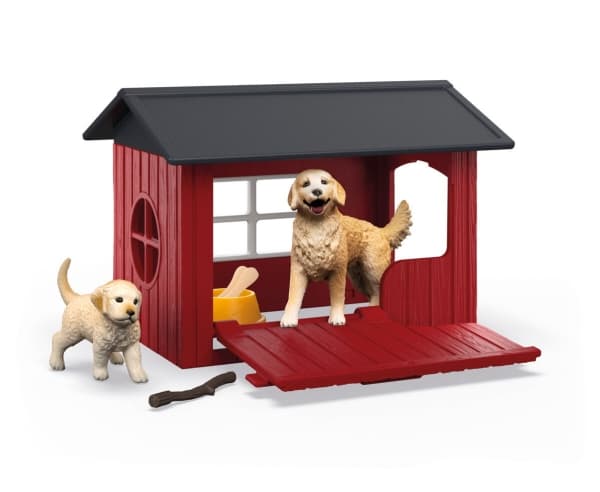 Schleich Dog kennel with 2 golden retrievers