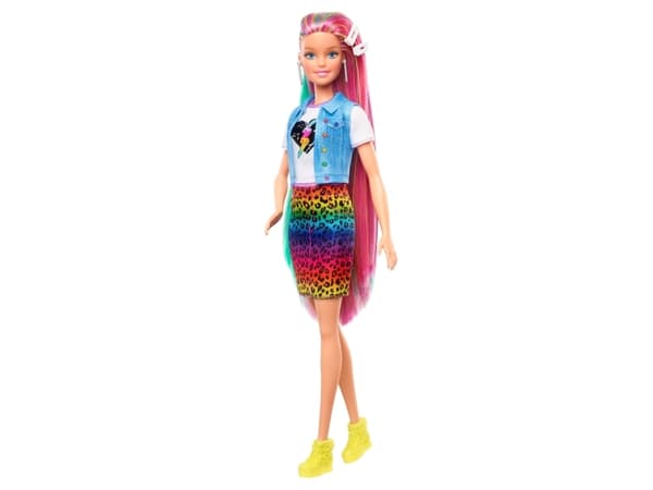 Barbie Totally Hair -docka med leopard- och regnbågsfärgat hår, Modedocka, Flicka, 3 År, Flicka, 298 mm, Multifärg