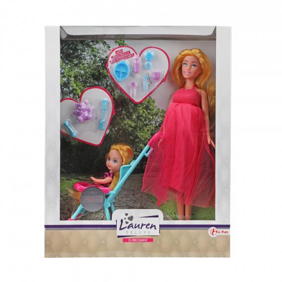 tonårs docka gravid barn i buggy flickor rosa