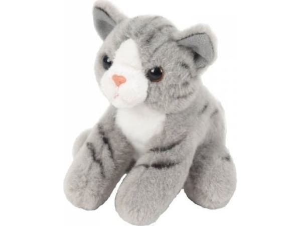 Sittende kattemaskot, grå, 13 cm