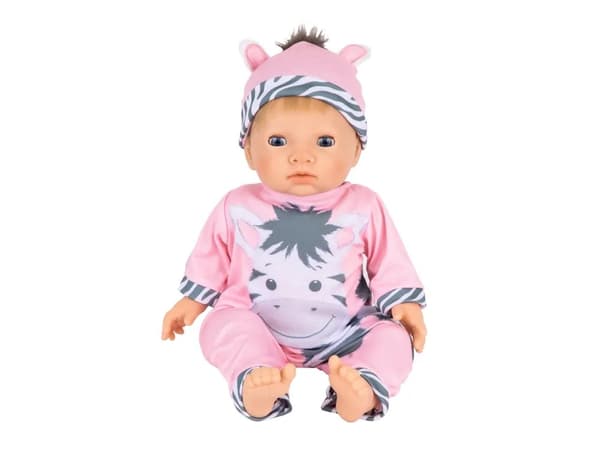 Dukke med blondt hår og Zebra outfit