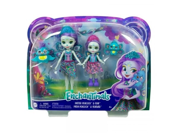 Mattel Dolls Enchantimals Patter and Piera Peacock Sister Dolls