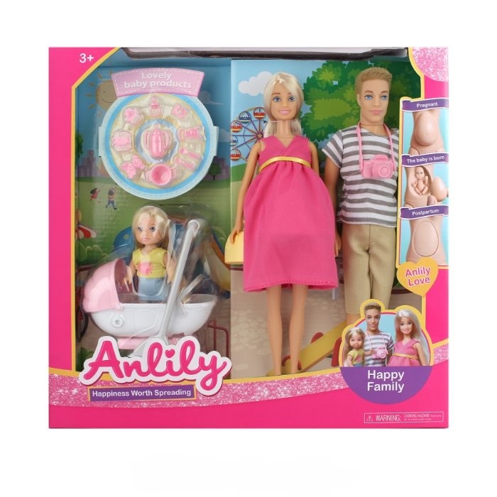 Anlily gravid docka med familj - Ga Toys