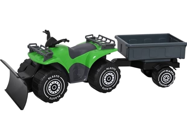 Plasto ATV med plog och släp, grönt