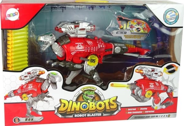 LeanToys Dinobots 2in1 Dinosaur Dart Gun Red Tyrannosaurus Rex Shield 48 cm