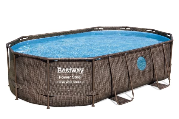Bestway Power Steel 56946, 10949 l, Pool med ram, Vuxen och barn, Stege, Brun, 64,7 kg