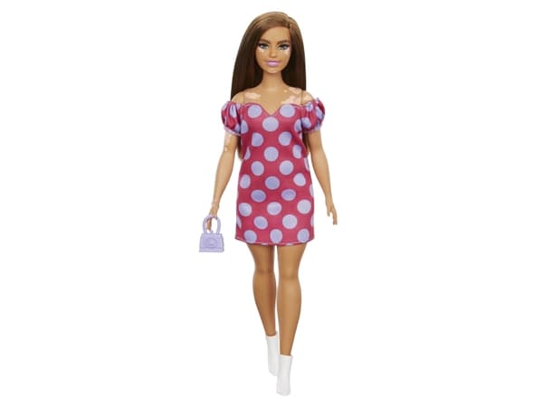 Mattel Barbie Fashionistas vitiligo dukke i polka dot stroppeløs kjole (GRB62)