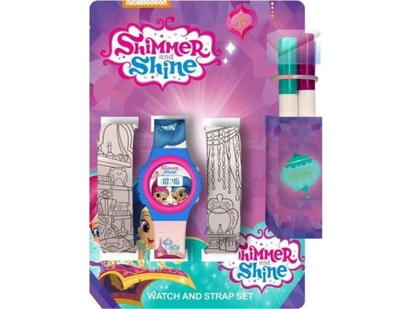 Kids Euroswan Digital Watch med fargestrimler og Shimmer and Shine Markers SH17056 Kids Euroswan