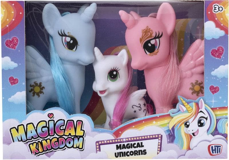 Unicorn 3 st figurer i fin presentask enhörning
