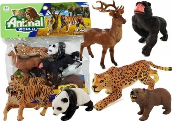 Figurine LEANToys Rubber animals in a bag - Tiger, Puma, Gorilla (5134)