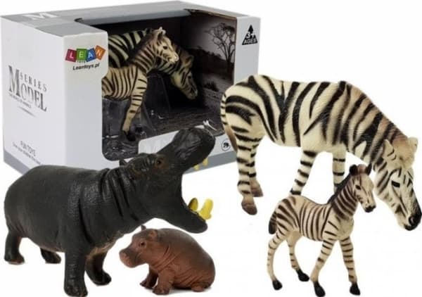 LeanToys Afrikanska djur figur - Flodhäst, zebra (7116)