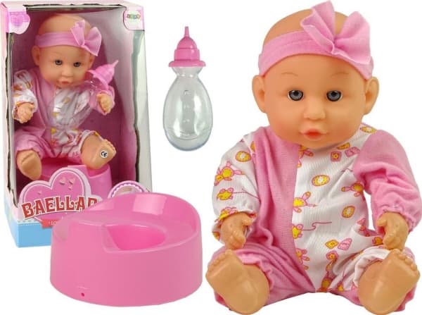 LeanToys Baby Doll Pink Potty Pee Drinks Neckie 24 cm