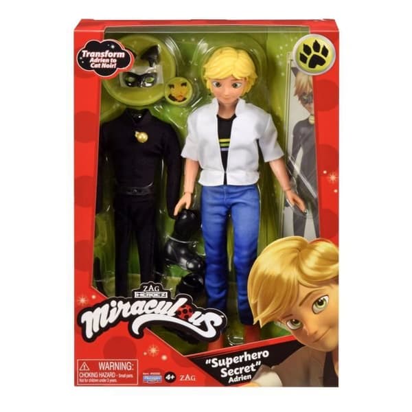 BANDAI docka - Miraculous Adrien och hans 2 outfits - 26 cm