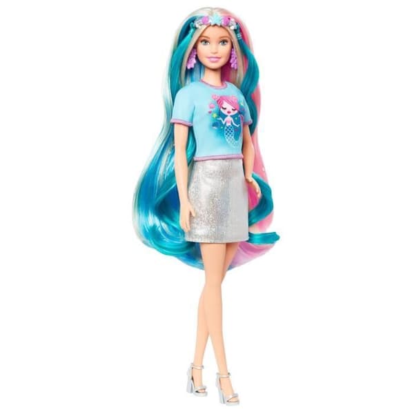 BARBIE Fantastiskt hår 16,5 cm - 2 looks Enhörning och sjöjungfru