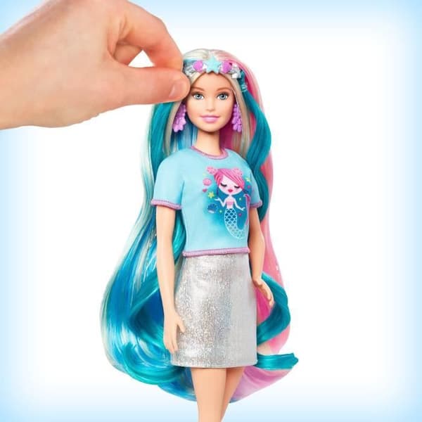 BARBIE Fantastiskt hår 16,5 cm - 2 looks Enhörning och sjöjungfru