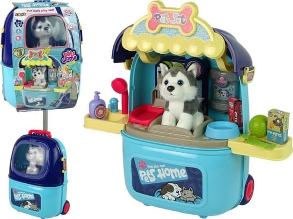 Figur LeanToys Beauty Salon Hundedyr i koffert Ryggsekk blå