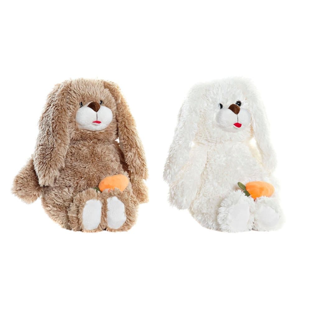 Mjukisleksak DKD Home Decor Kanin Morot Brun Polyester Vit Barn (2 antal)