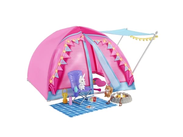Barbie Camping Tent + Dolls (Brooklyn + Malibu)