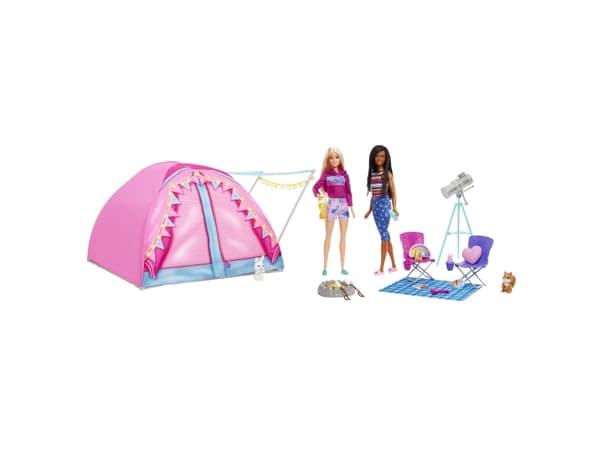 Barbie Camping Tent + Dolls (Brooklyn + Malibu)
