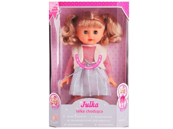 SMILY JULKA DOLL gående, ljud, 20x36x12 cm, kort.