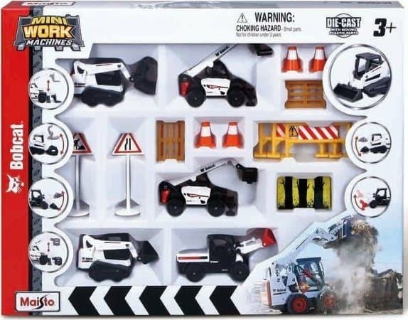 MAISTO DIE CAST 1:64 Bobcat byggsats, 5 fordon med tillbehör, 12436 (0090159124368)