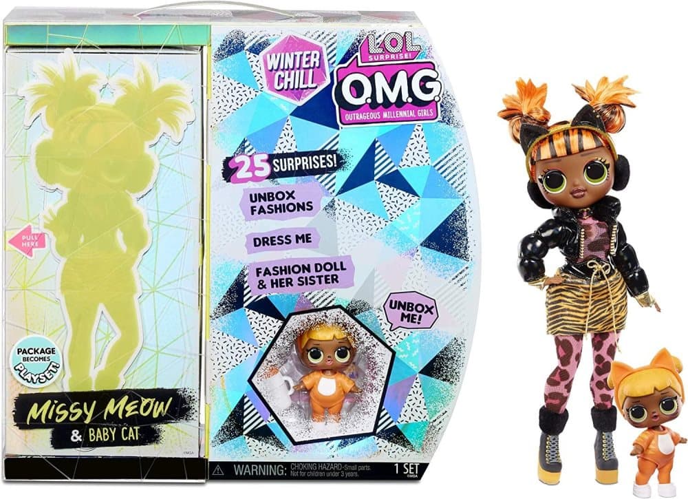 LOL Surprise OMG Winter Chill Missy Meow Modedocka & Baby Katt Docka