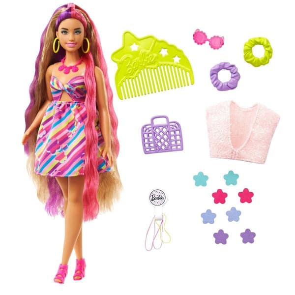 Barbie Totally Hair Docka med blomtema