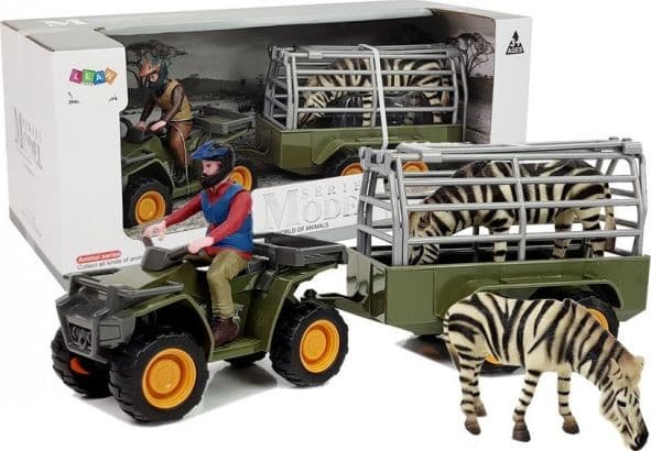 LeanToys Quad med tilhengertransporter sebrafigurer