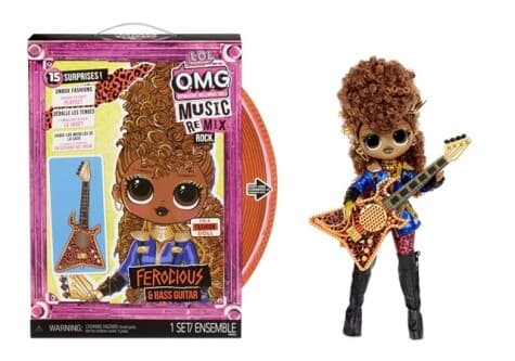 L.O.L. Surprise! OMG Remix Rock Docka, Ferocious + Bass Guitar