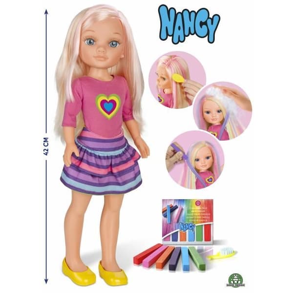 GIOCHI PREZIOSI - Docka NANCY 42cm - En dag med färgade slingor - Referens NAC17