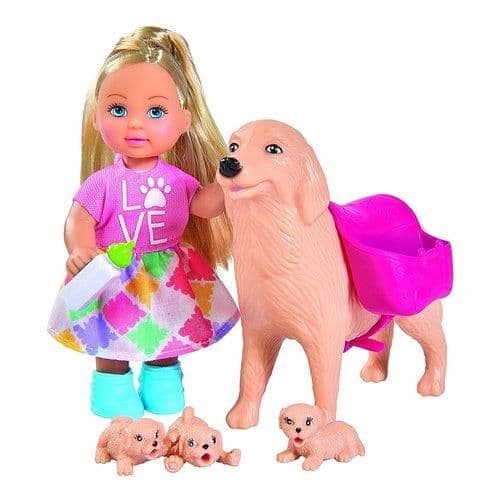 Barbie Fashionistas docka - SIMBA - Evy med valpar - Rosa och brun - För tjejer från 3 år och uppåt