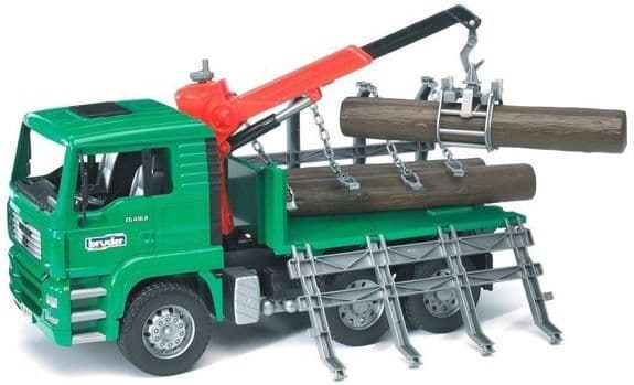 Bruder MAN TGA Timber truck with loading crane and 3 trunks toy