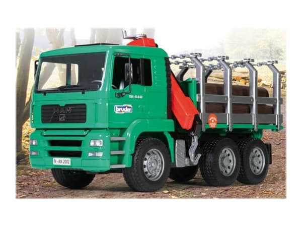 Bruder MAN TGA Timber truck with loading crane and 3 trunks toy
