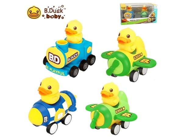 B.Duck Train+plane/ Press duck going (2pcs in 1) - Assorteret