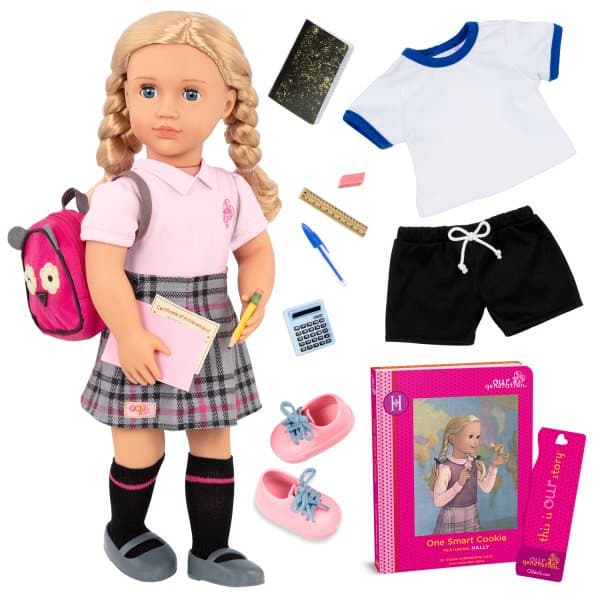Our Generation Deluxe Poseable School Doll & Book Hally